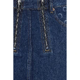 Blue Cotton Mini Skirt