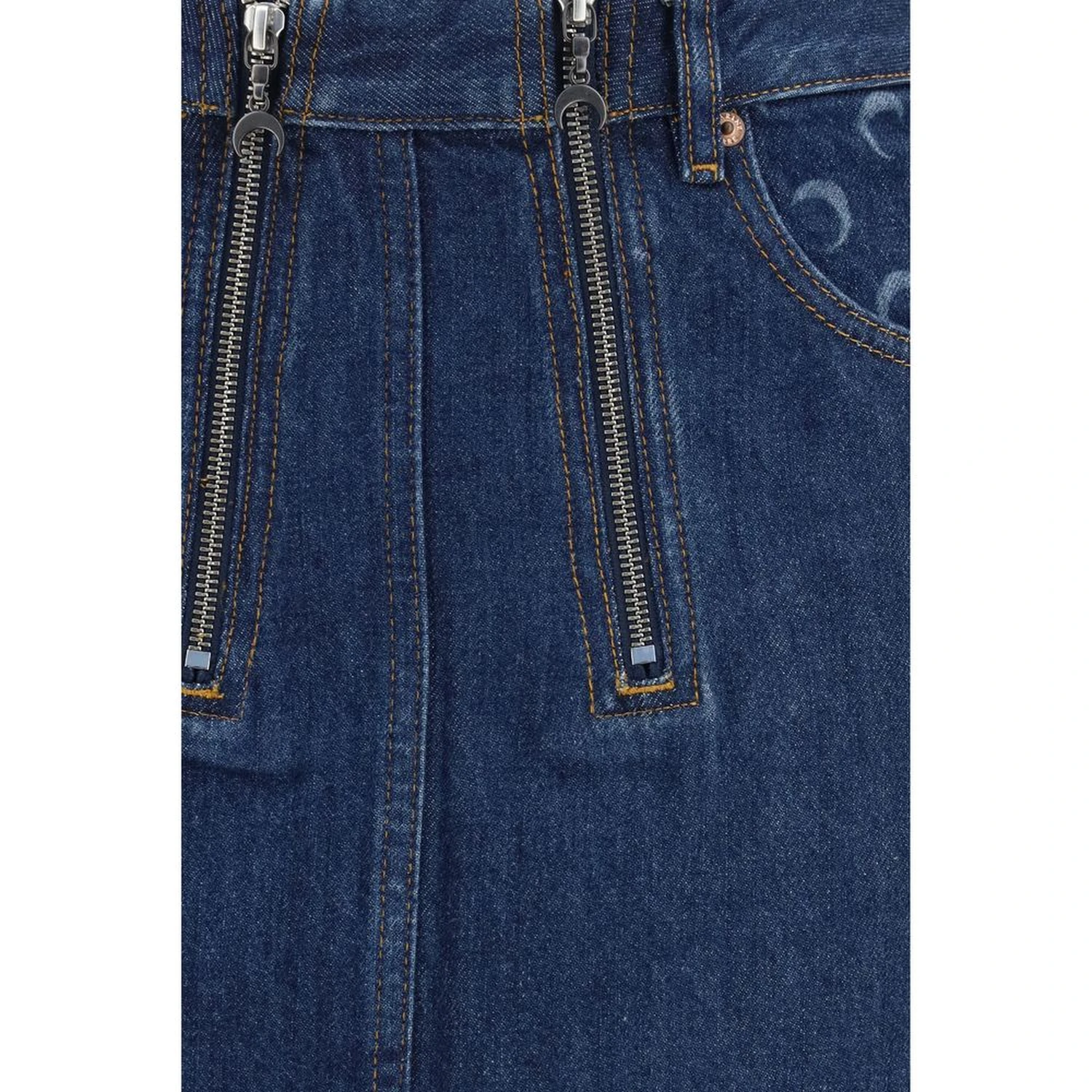 Blue Cotton Mini Skirt