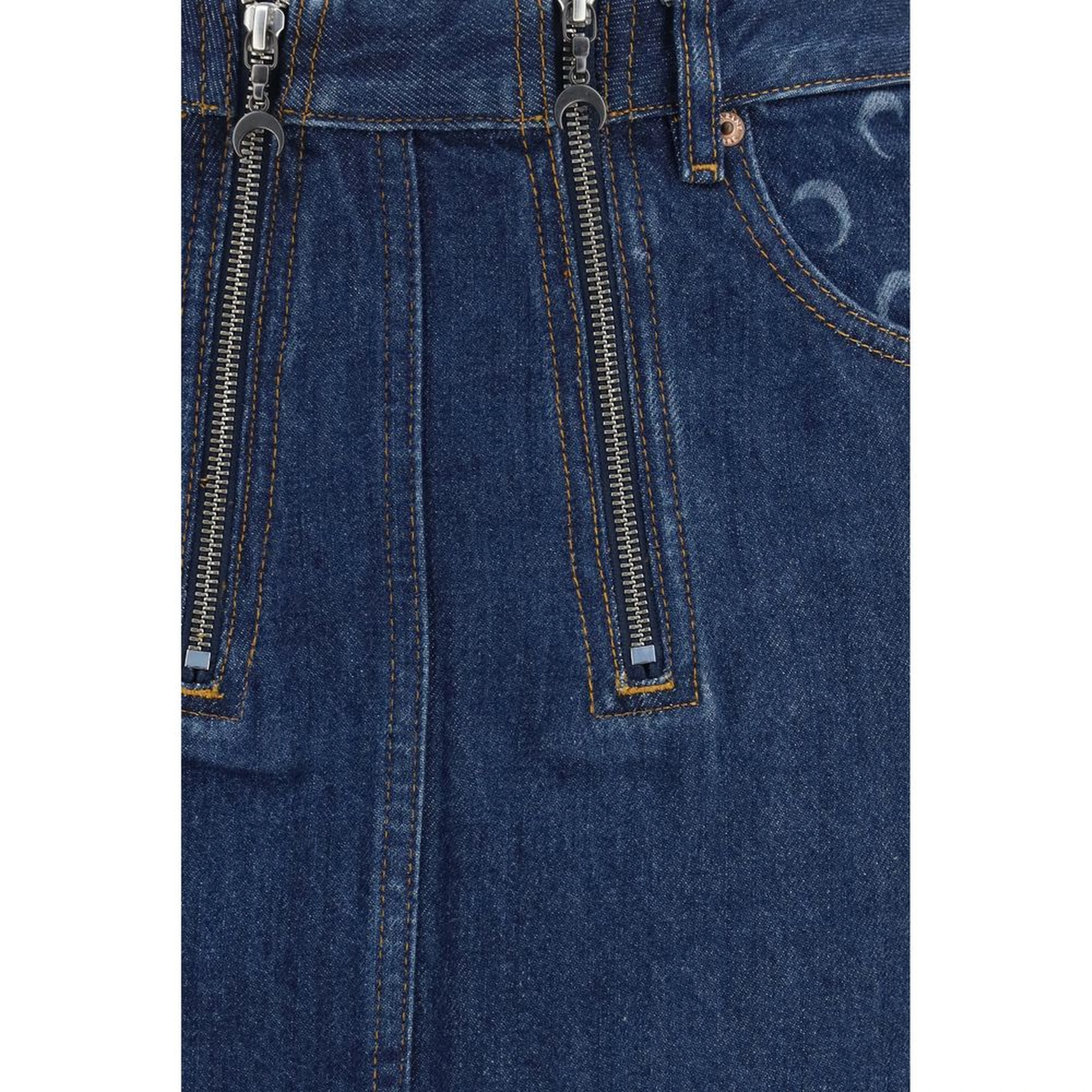 Blue Cotton Mini Skirt
