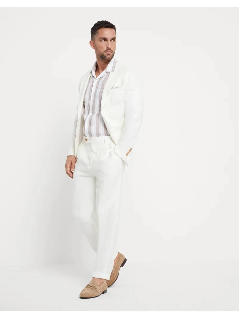 White Linen Pattern Shirt