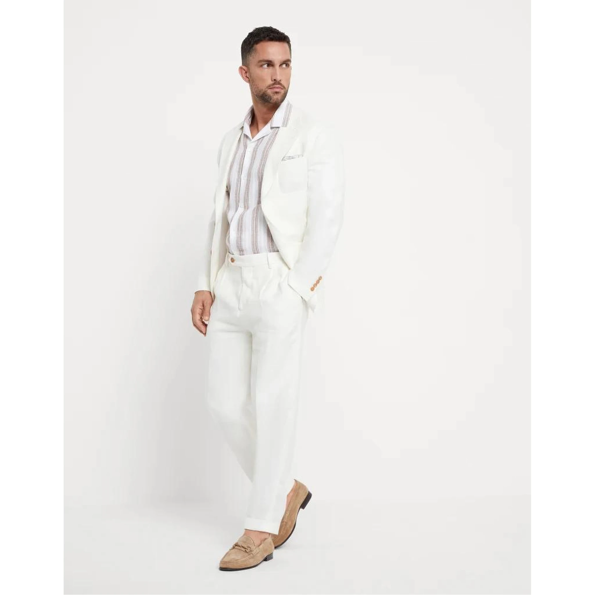 White Linen Pattern Shirt
