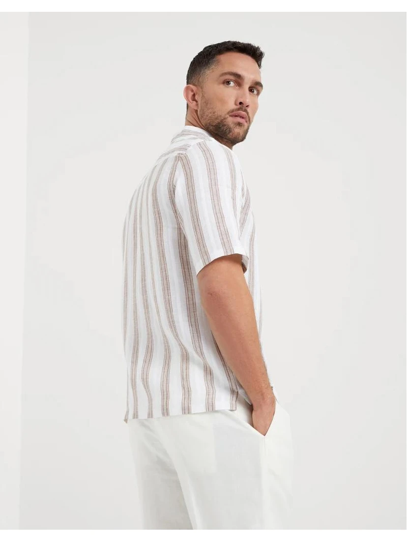 White Linen Pattern Shirt