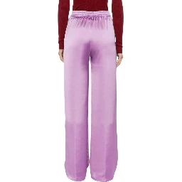 Purple Polyester Casual Pants