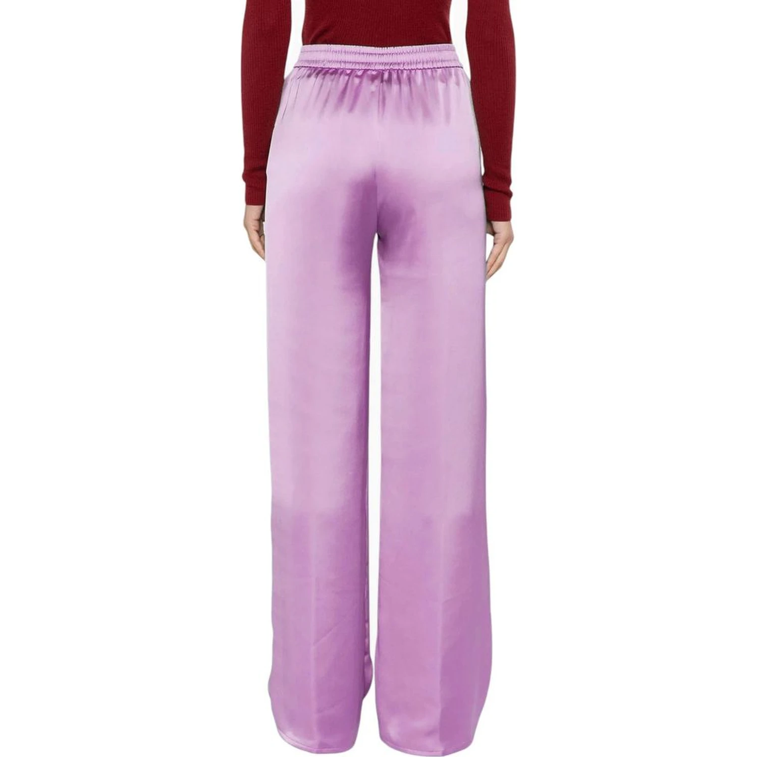 Purple Polyester Casual Pants