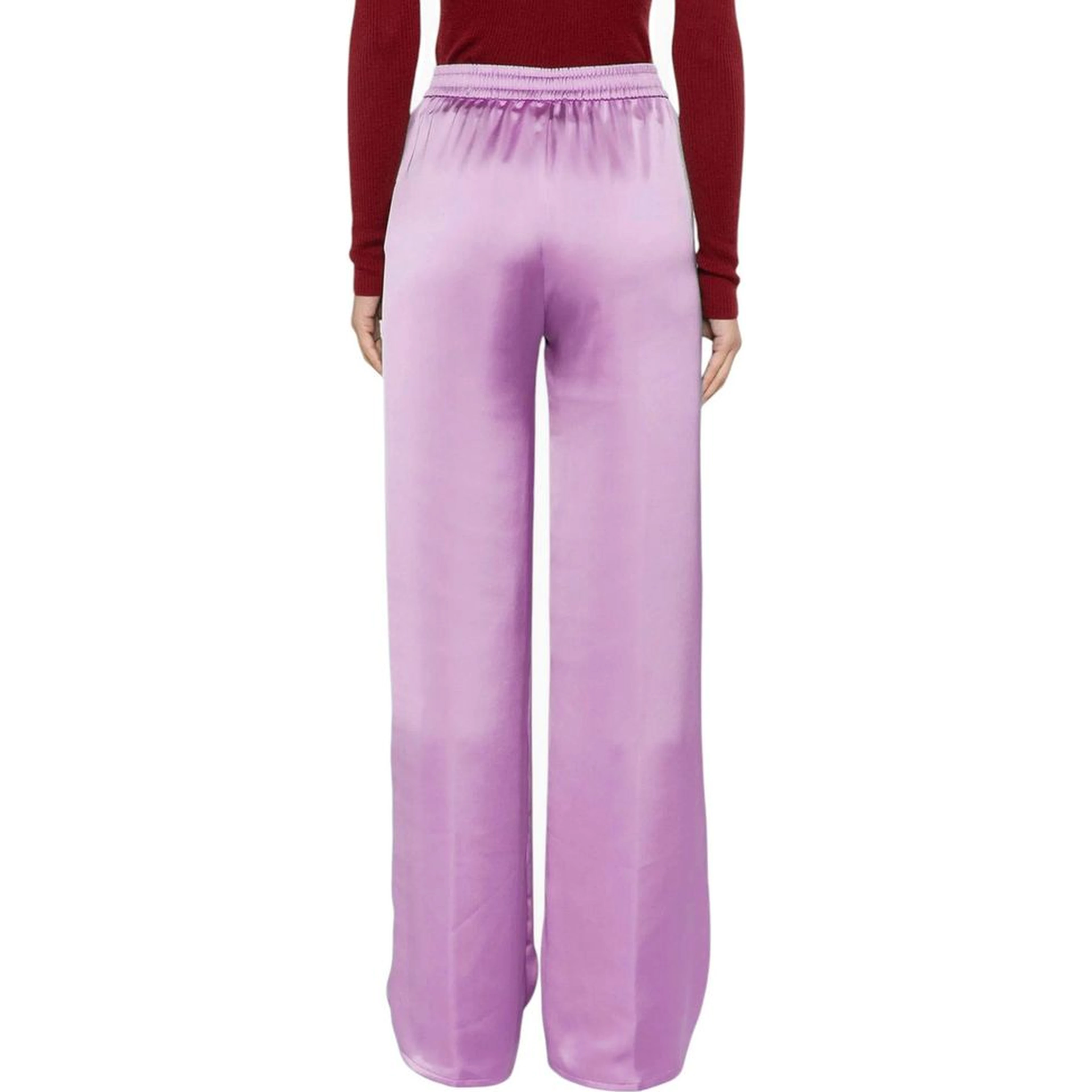 Purple Polyester Casual Pants