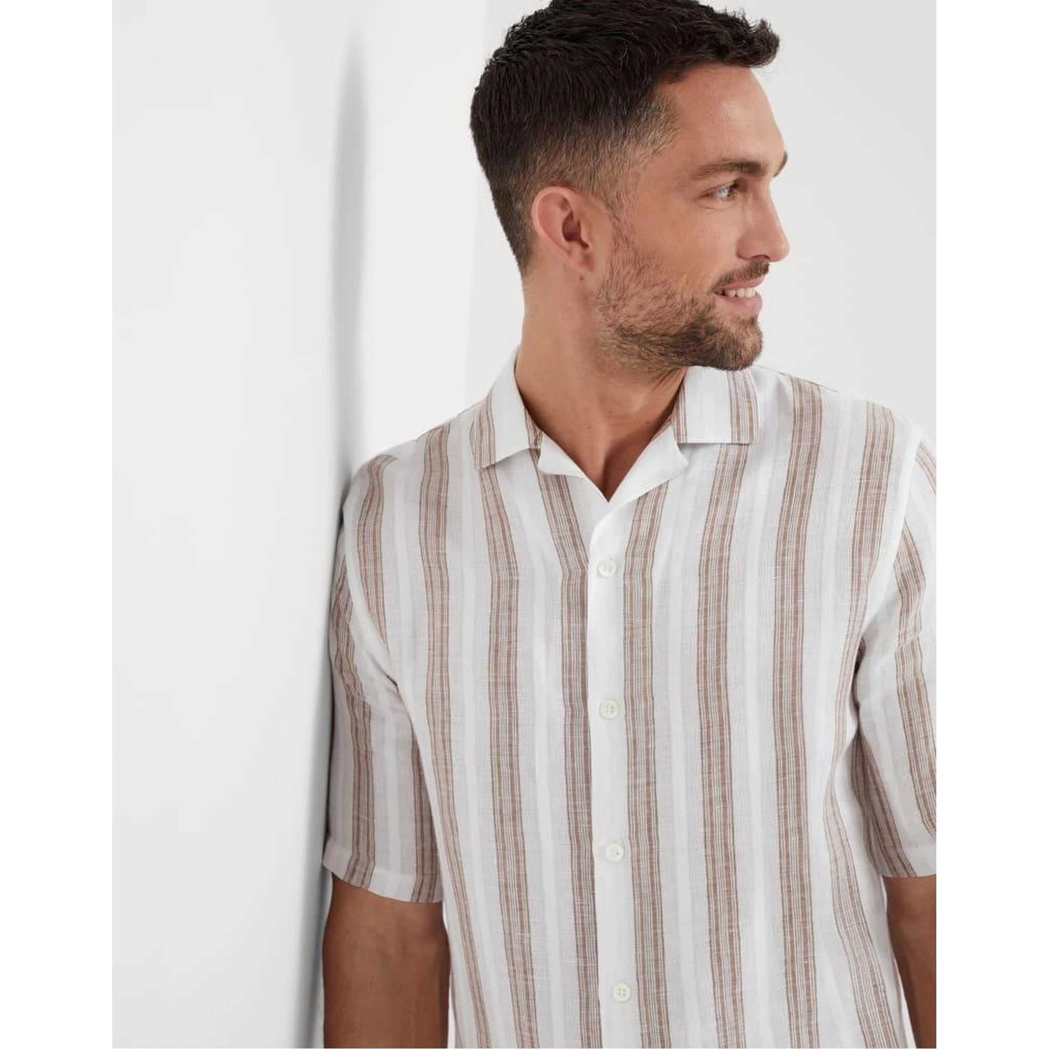 White Linen Pattern Shirt