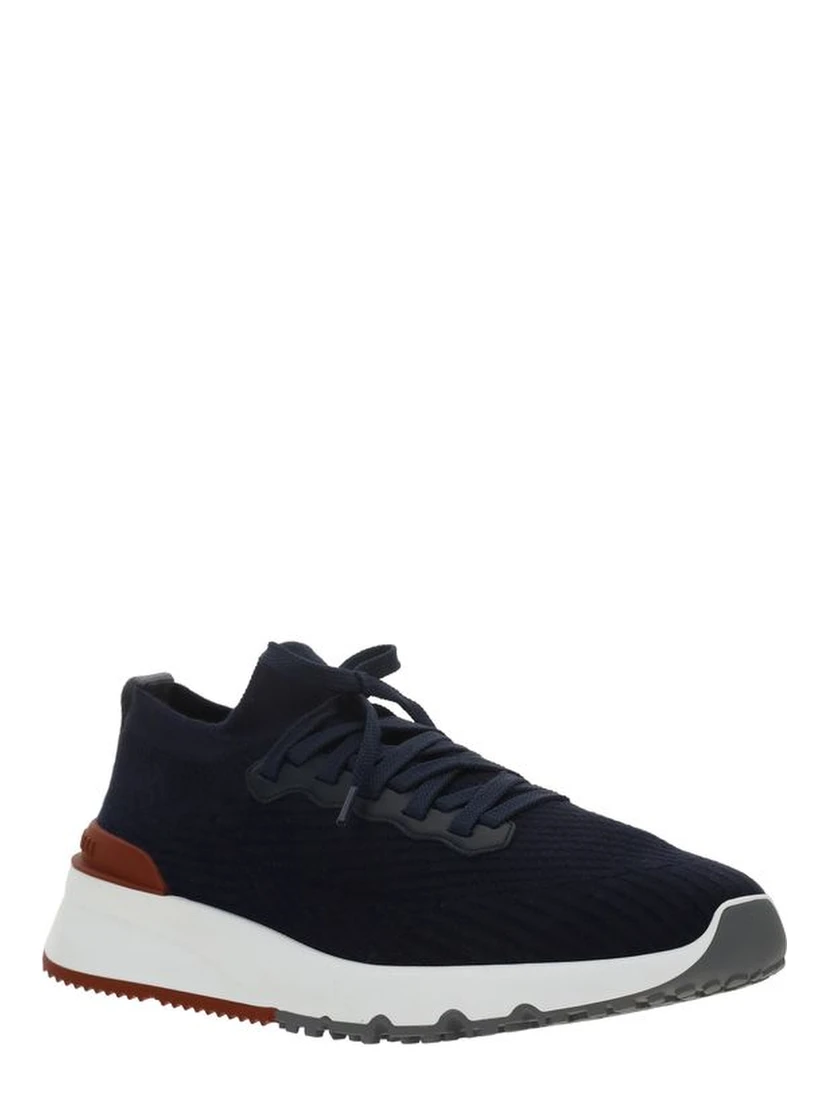 Blue Cotton Low Top Sneakers