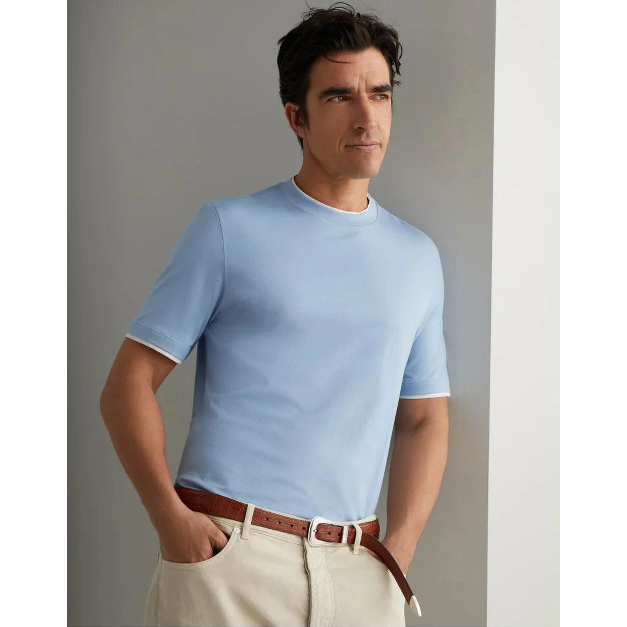 تيشيرت قطني ثنائي اللون