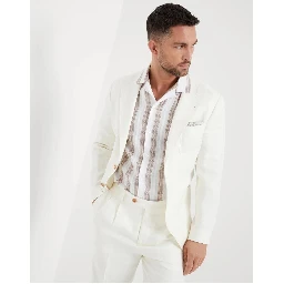 White Linen Pattern Shirt