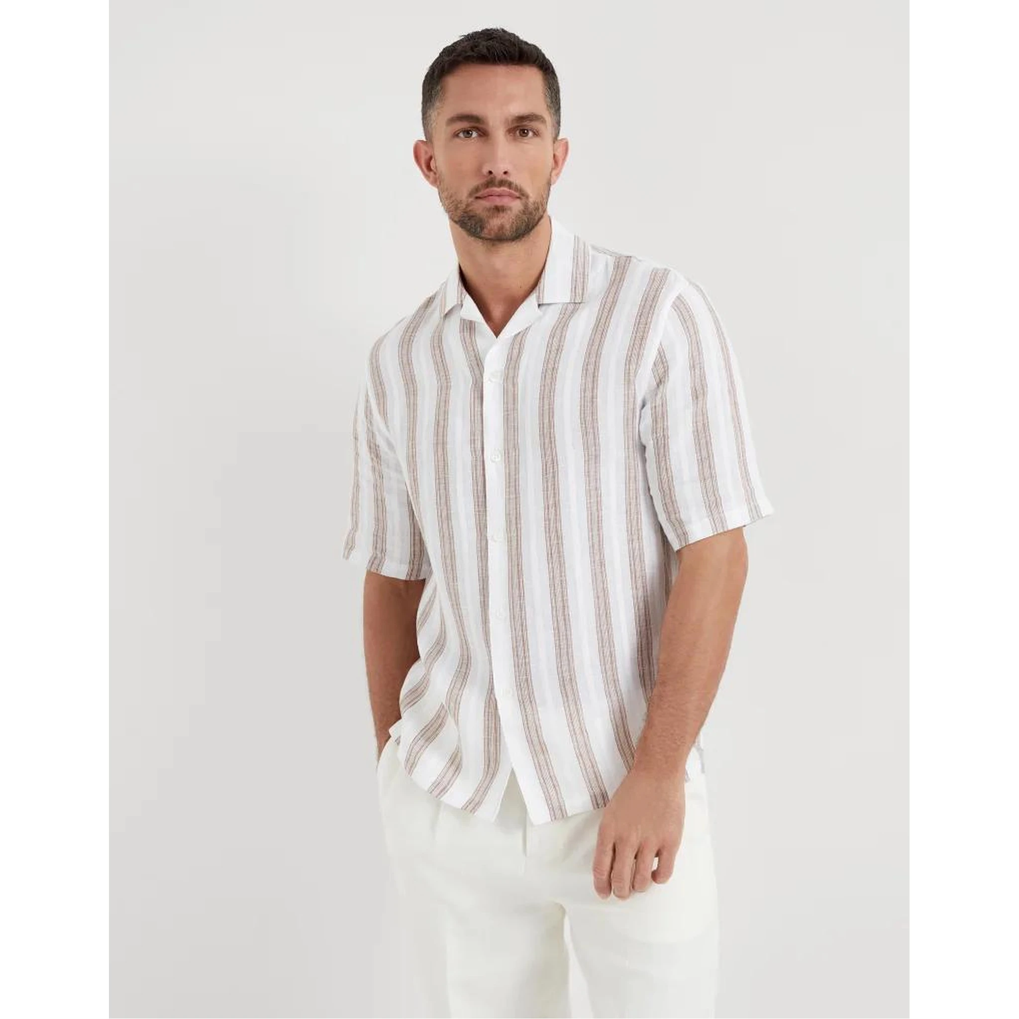 White Linen Pattern Shirt