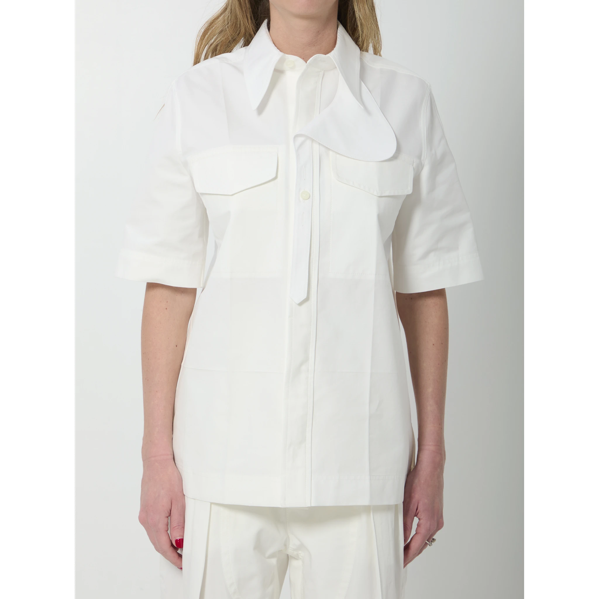 Compact cotton canvas shirt