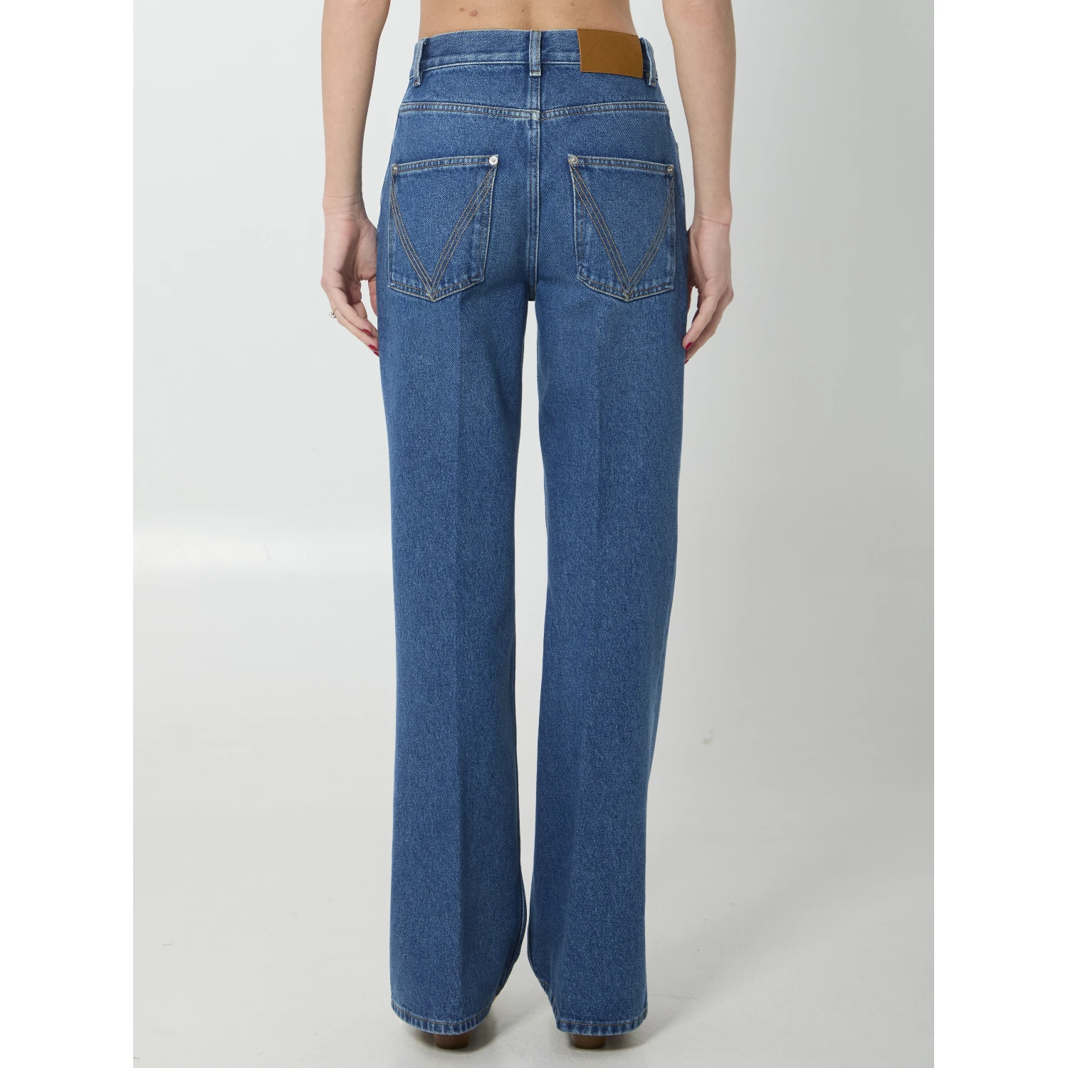 Medium indigo wash flared jeans
