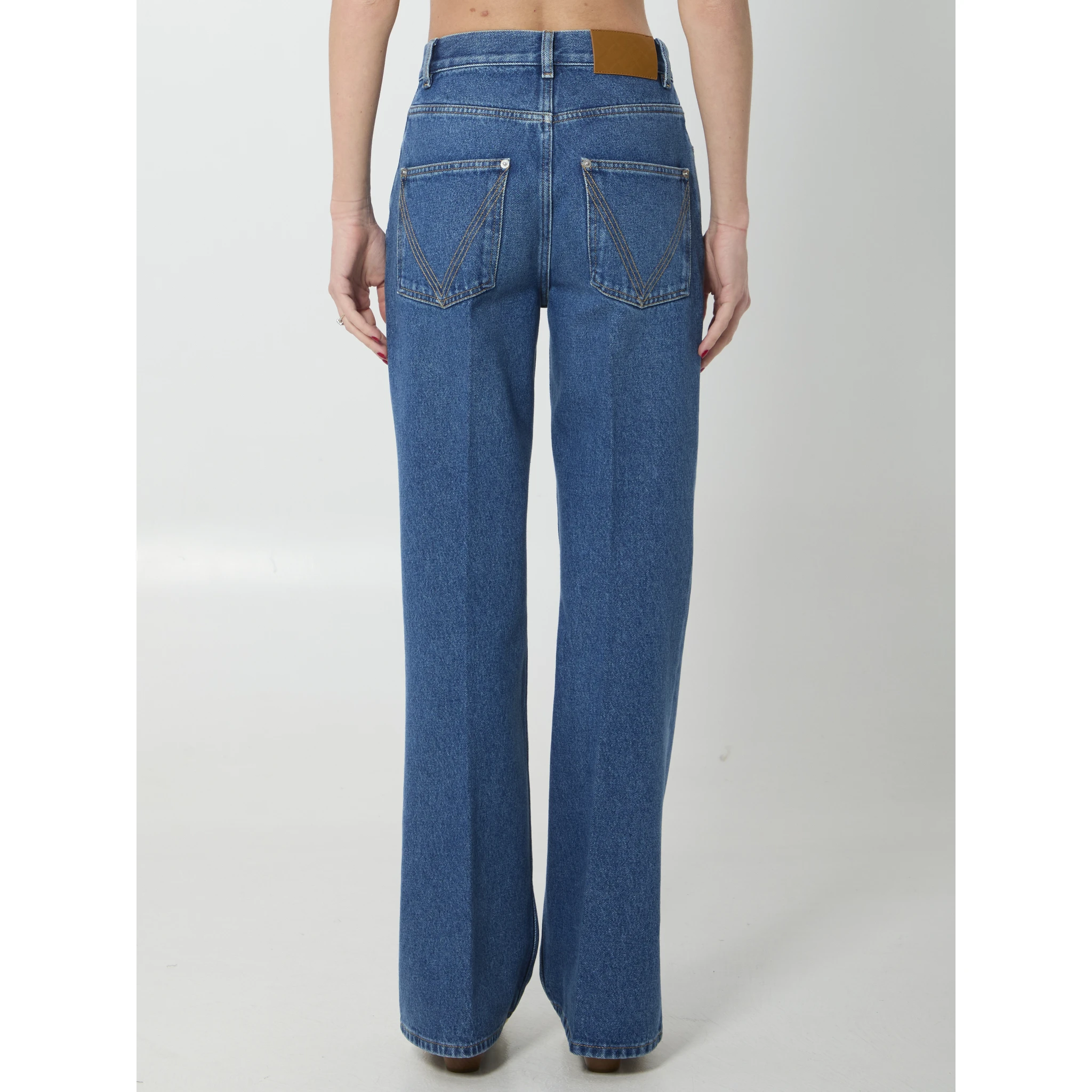 Medium indigo wash flared jeans