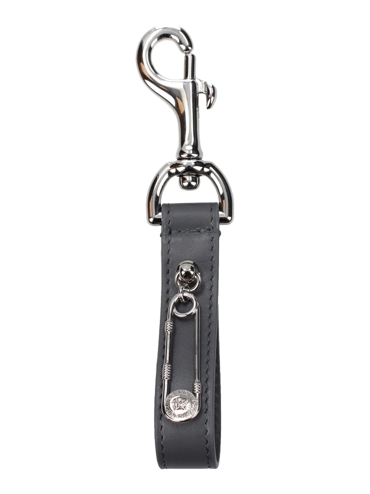 Gray Leather Keychain