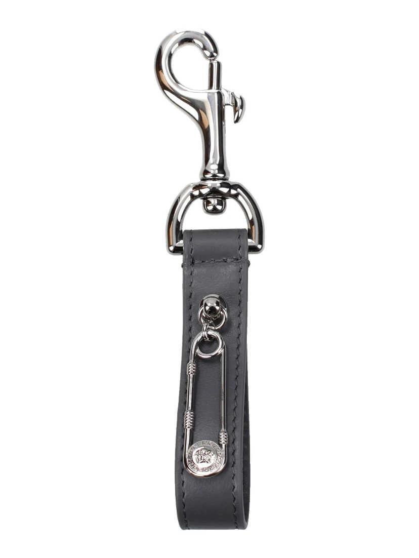 Gray Leather Keychain