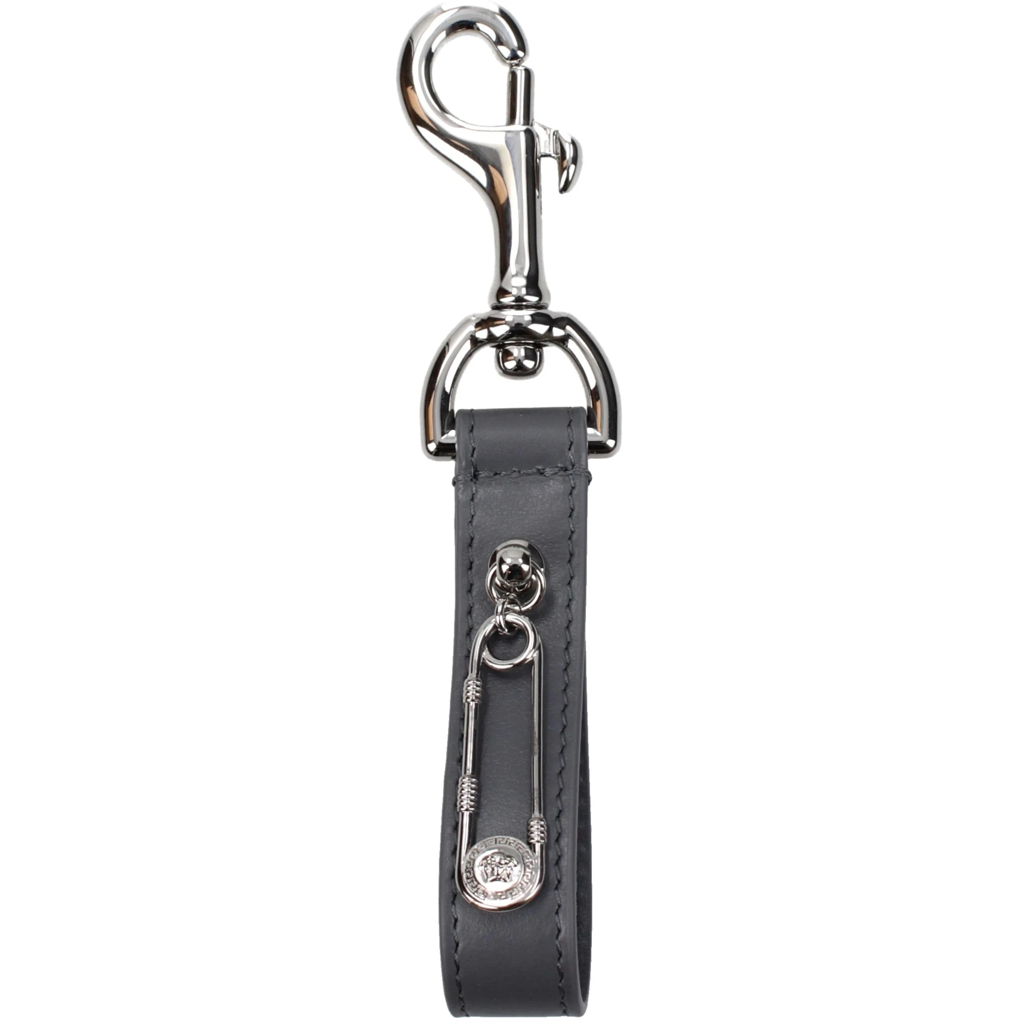 Gray Leather Keychain