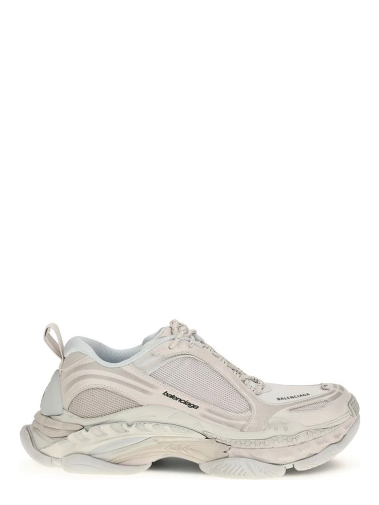 White Polyurethane Chunky Sneakers