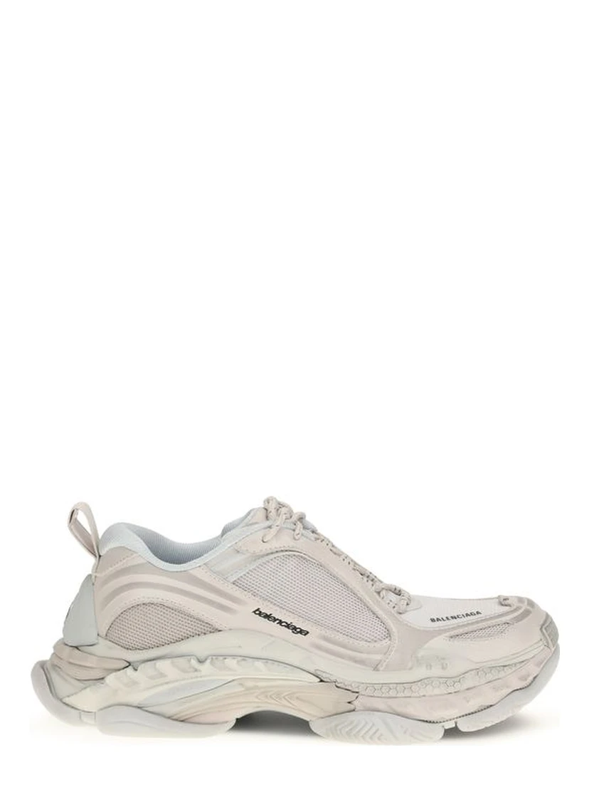 White Polyurethane Chunky Sneakers