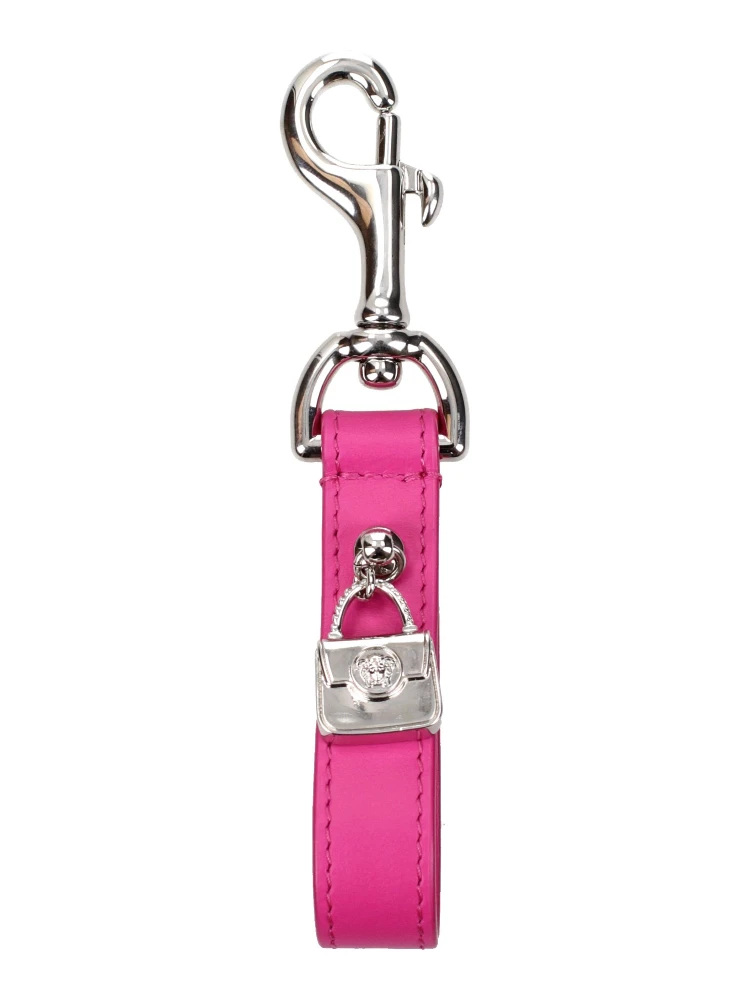 Pink Leather Keychain