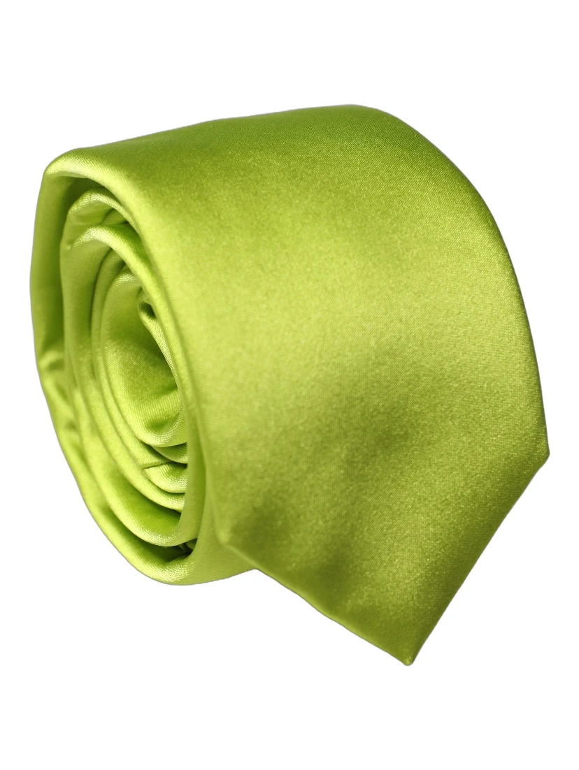 Neon Green Silk Satin Wide Adjustable Men Necktie Tie