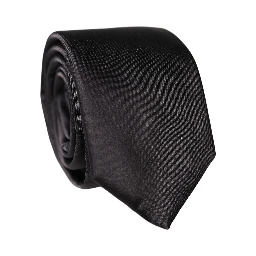 Black Solid Silk Satin Wide Adjustable Men Necktie Tie