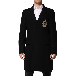 Black Heraldic Patch Single Breasted Jacket