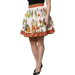Multicolor Vegetable Print Short Poplin Mini Skirt