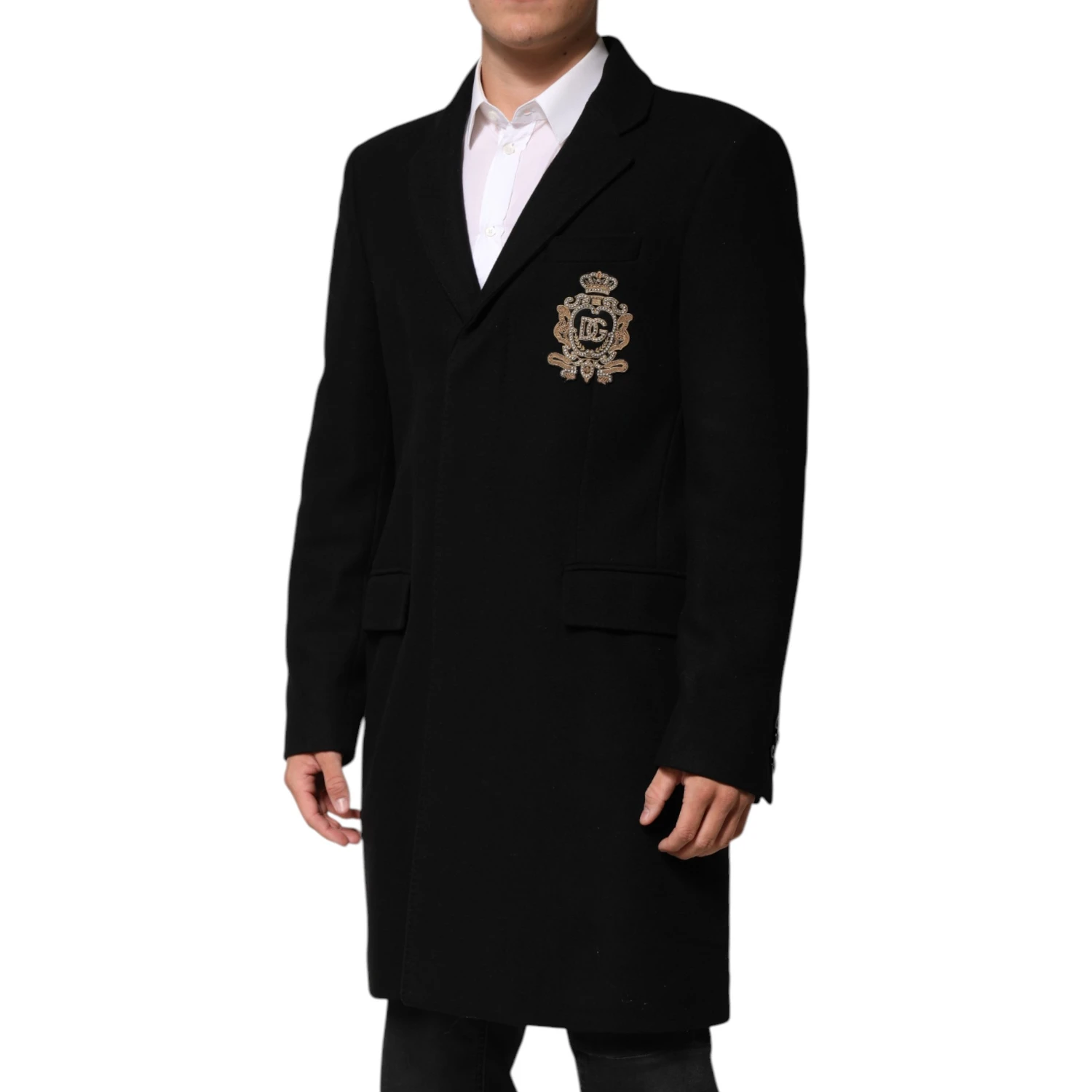 Black Heraldic Patch Single Breasted Jacket