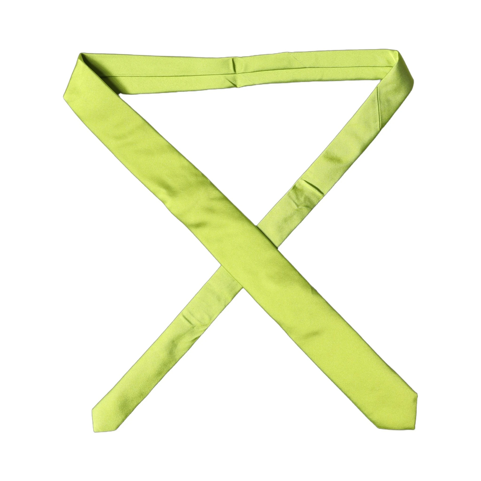 Neon Green Silk Satin Wide Adjustable Men Necktie Tie