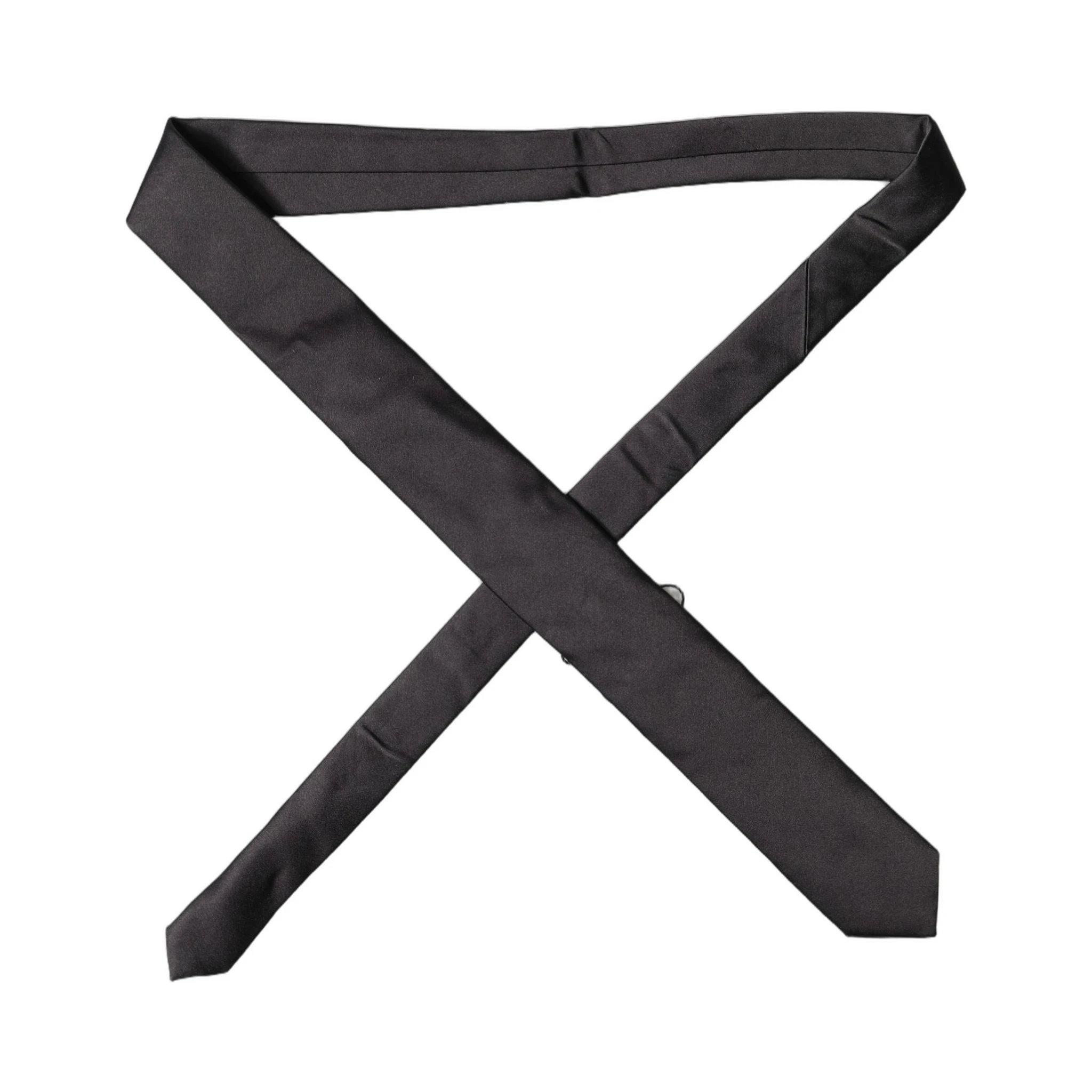 Black Solid Silk Satin Wide Adjustable Men Necktie Tie