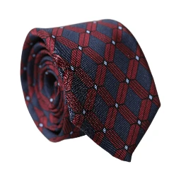 Blue Red Patterned 100% Silk Adjustable Men Necktie Tie