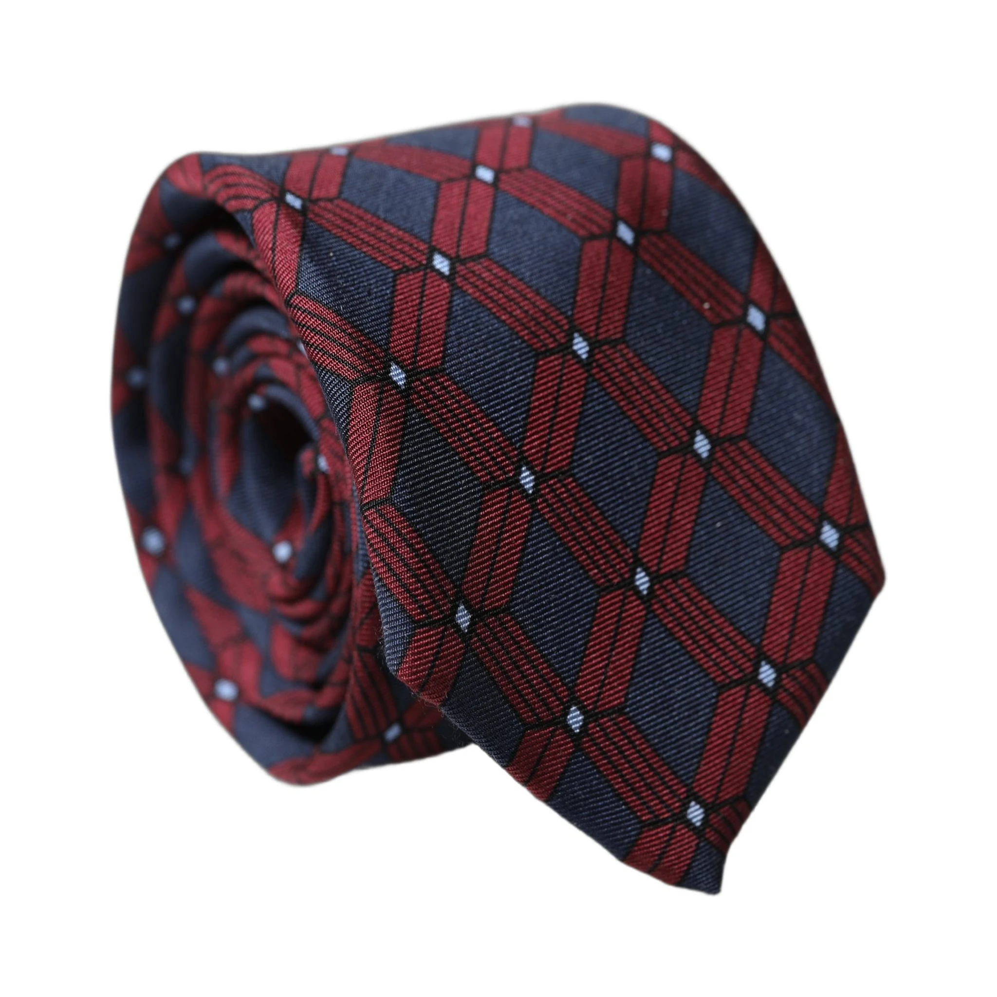 Blue Red Patterned 100% Silk Adjustable Men Necktie Tie