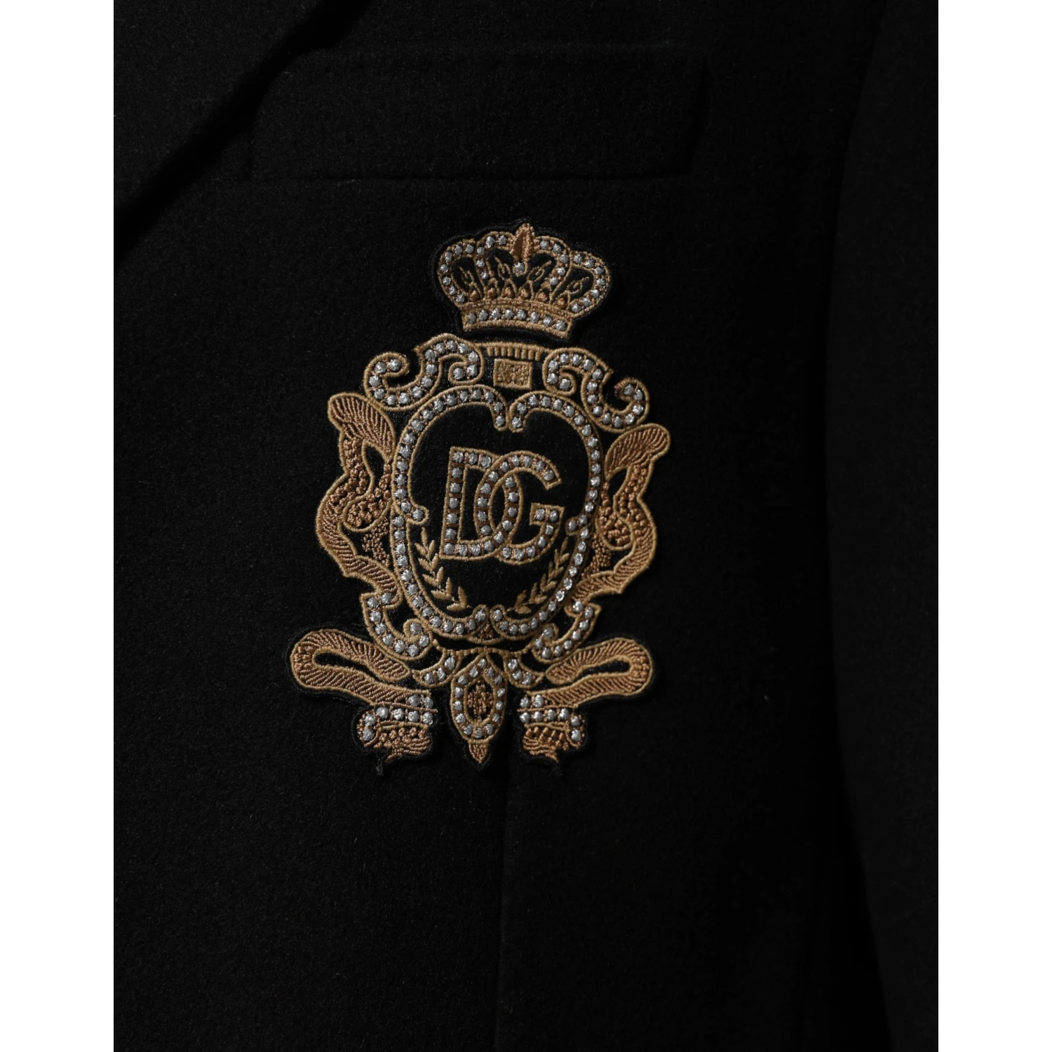 Black Heraldic Patch Single Breasted Jacket