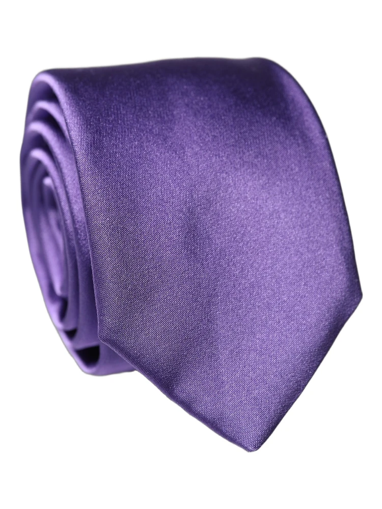 Purple Satin 100% Silk Adjustable Men Tied Necktie Tie