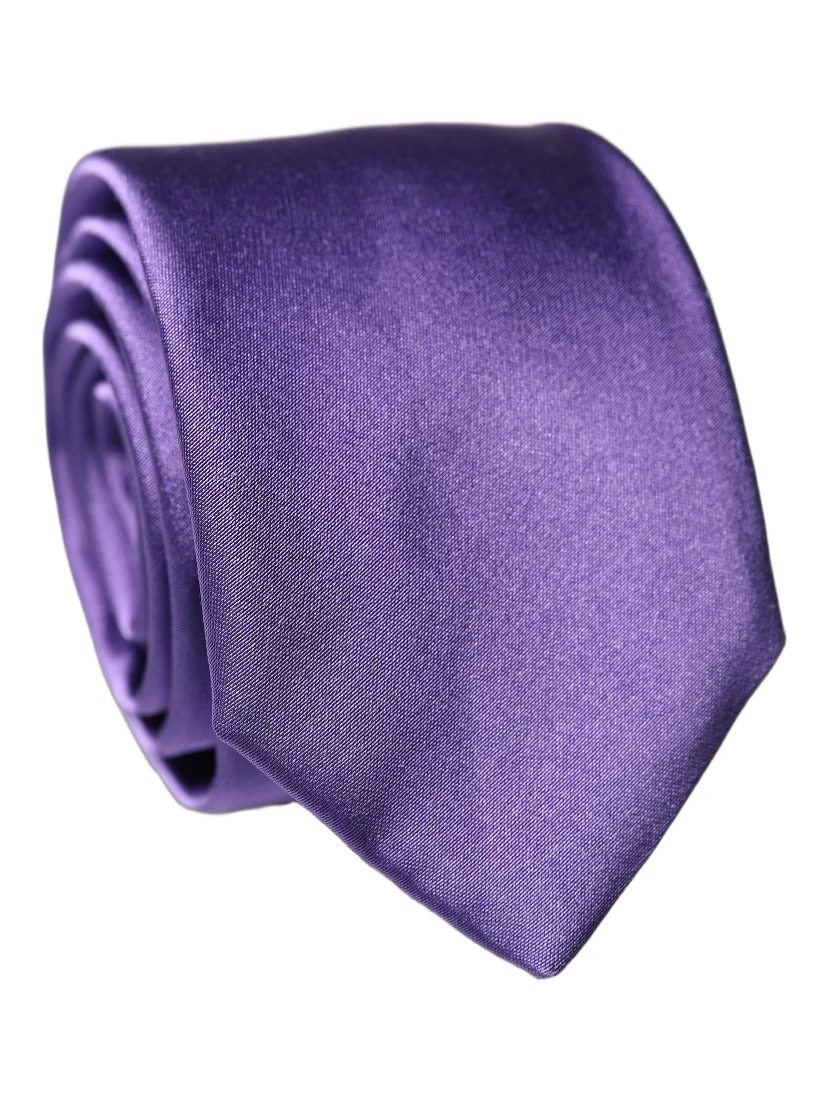 Purple Satin 100% Silk Adjustable Men Tied Necktie Tie