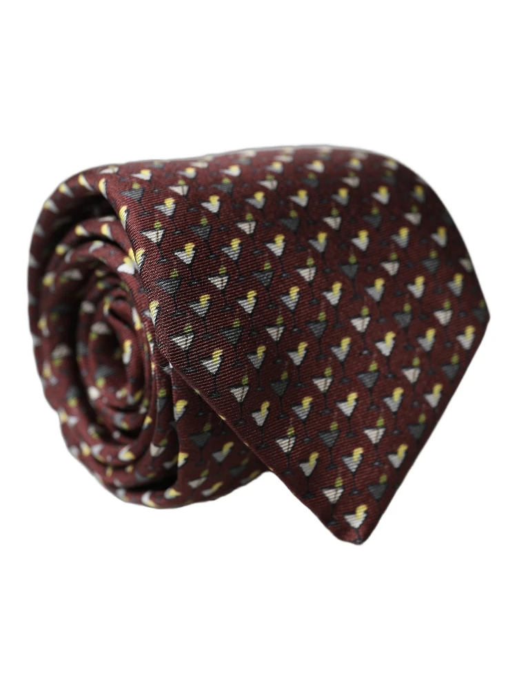 Burgundy Geometric Silk Adjustable Men Tied Necktie Tie alternative