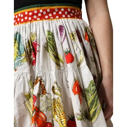 Multicolor Vegetable Print Short Poplin Mini Skirt