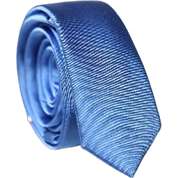 Blue Satin 100% Silk Adjustable Men Tied Necktie Tie
