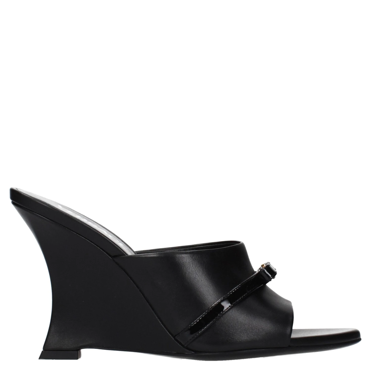 Black Leather Wedge Sandals