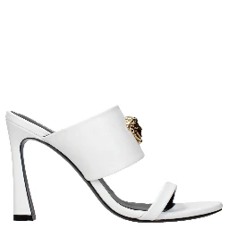 Blue Leather Stiletto Heel Sandals