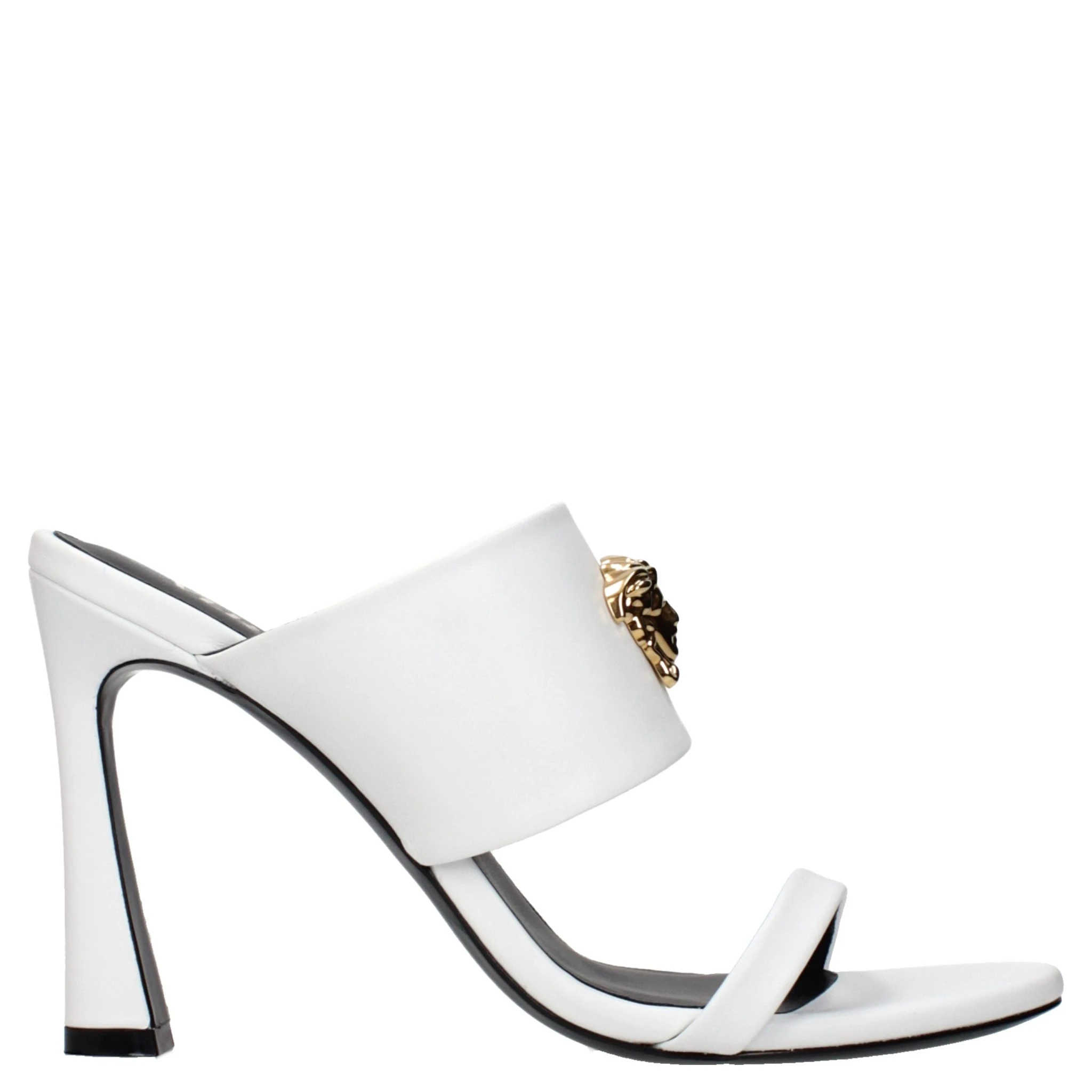 Blue Leather Stiletto Heel Sandals