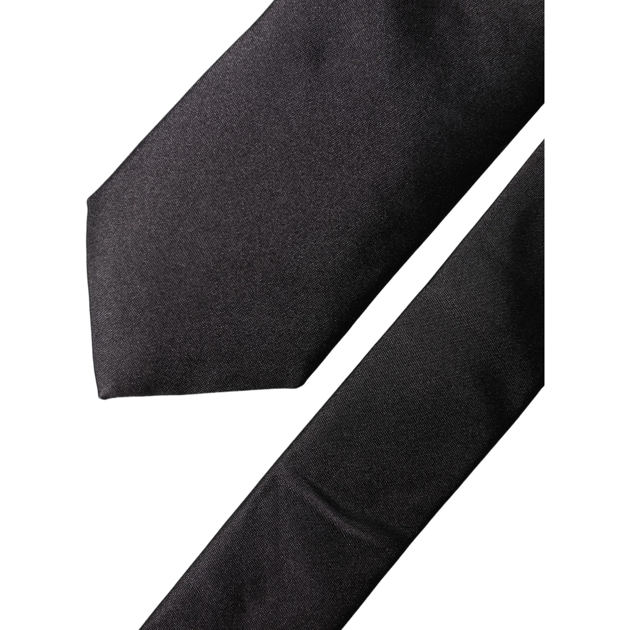 Black Solid Silk Satin Wide Adjustable Men Necktie Tie