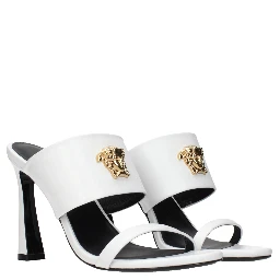 Blue Leather Stiletto Heel Sandals
