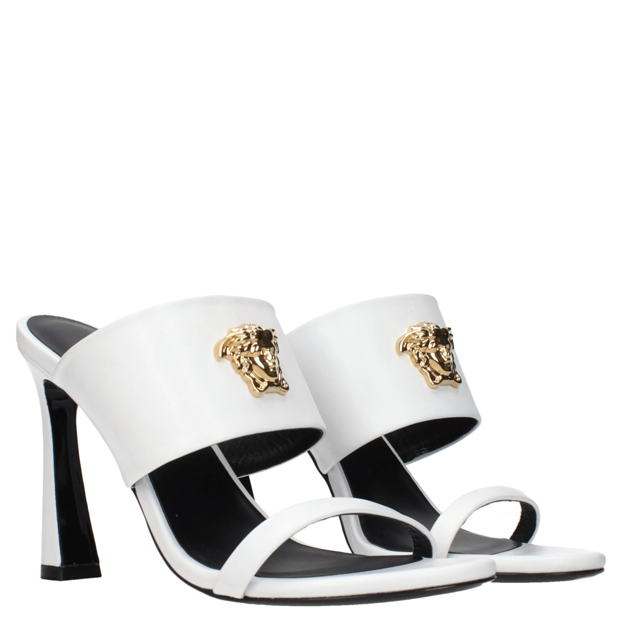 Blue Leather Stiletto Heel Sandals