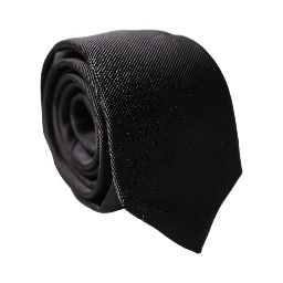 Black Solid 100% Silk Adjustable Men Tied Necktie Tie