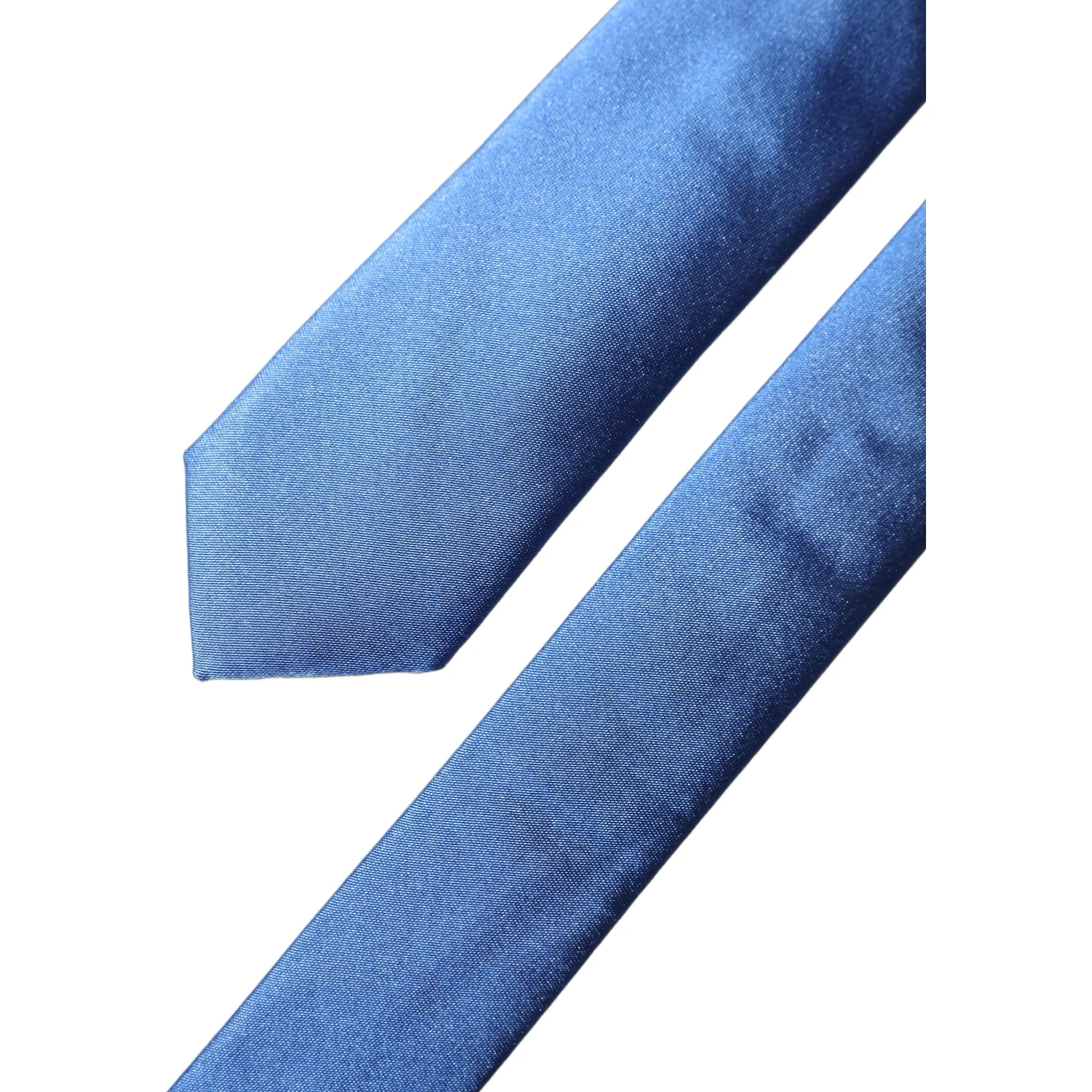 Blue Satin 100% Silk Adjustable Men Tied Necktie Tie