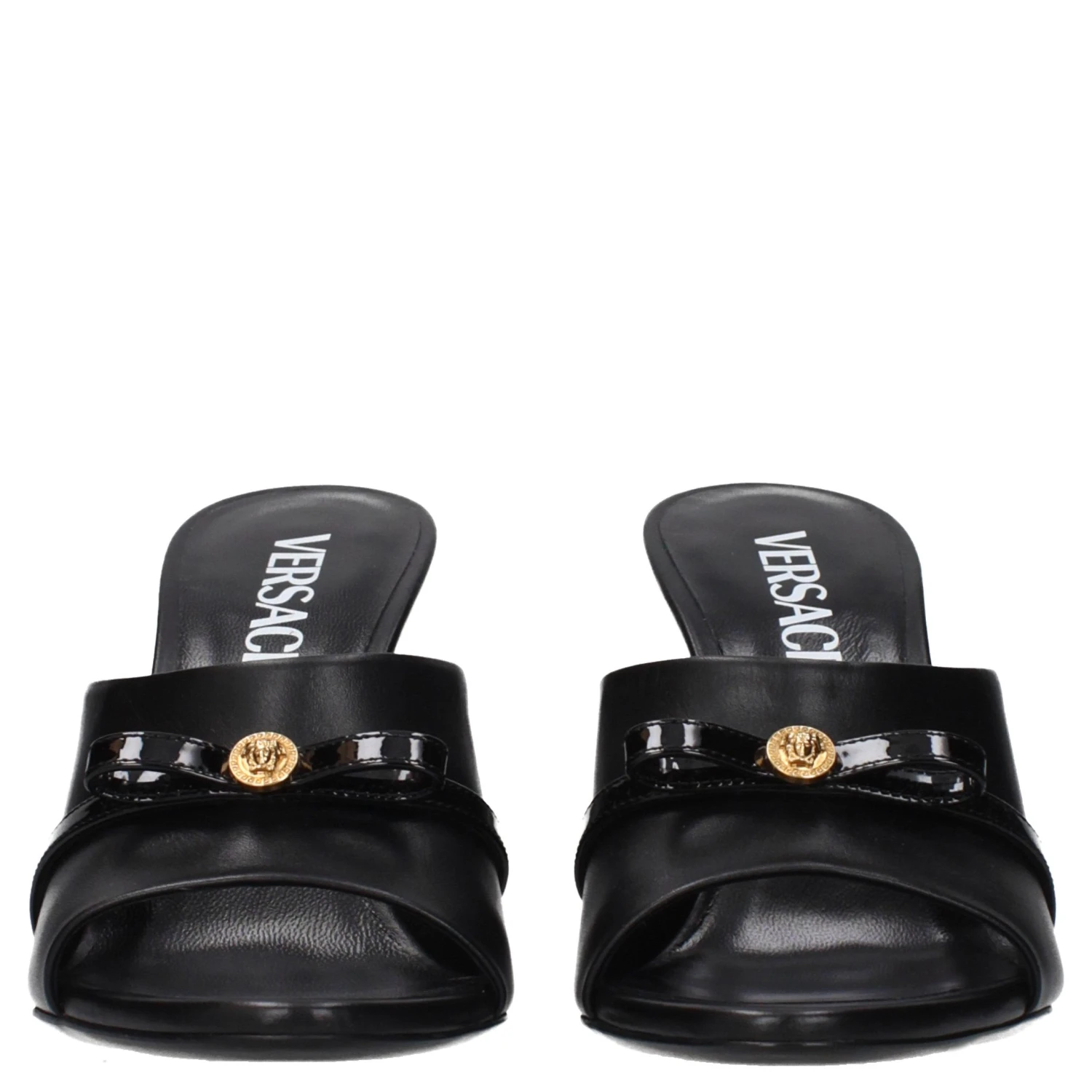 Black Leather Wedge Sandals