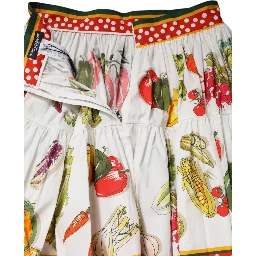 Multicolor Vegetable Print Short Poplin Mini Skirt