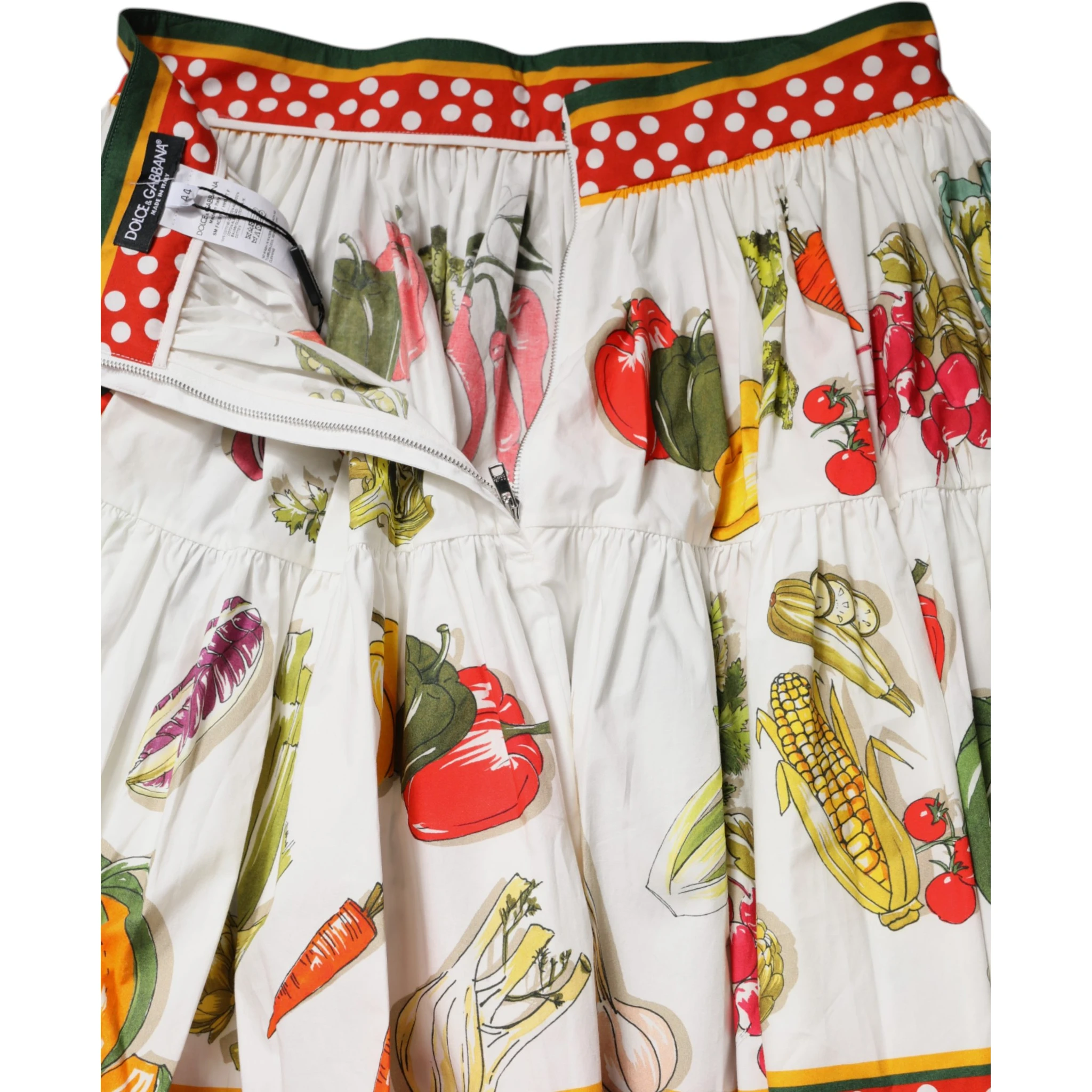 Multicolor Vegetable Print Short Poplin Mini Skirt