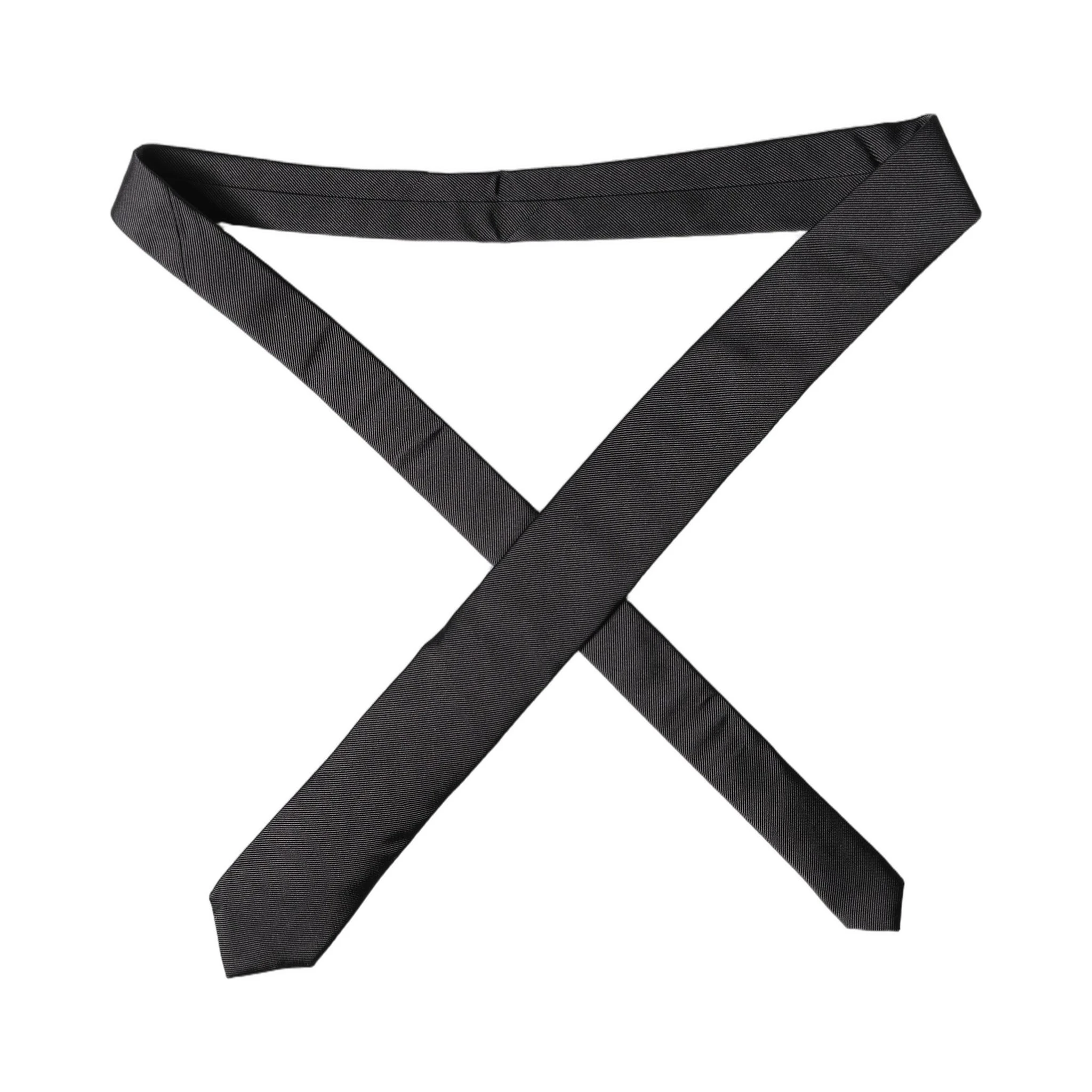 Black Solid 100% Silk Adjustable Men Tied Necktie Tie